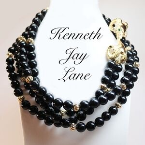KENNETH JAY LANE ONYX RAMS HEAD NECKLACE NWT